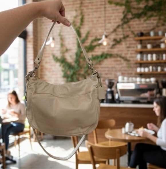 Coach Handbags - Coach Zoe White Leather Shoulder Bag